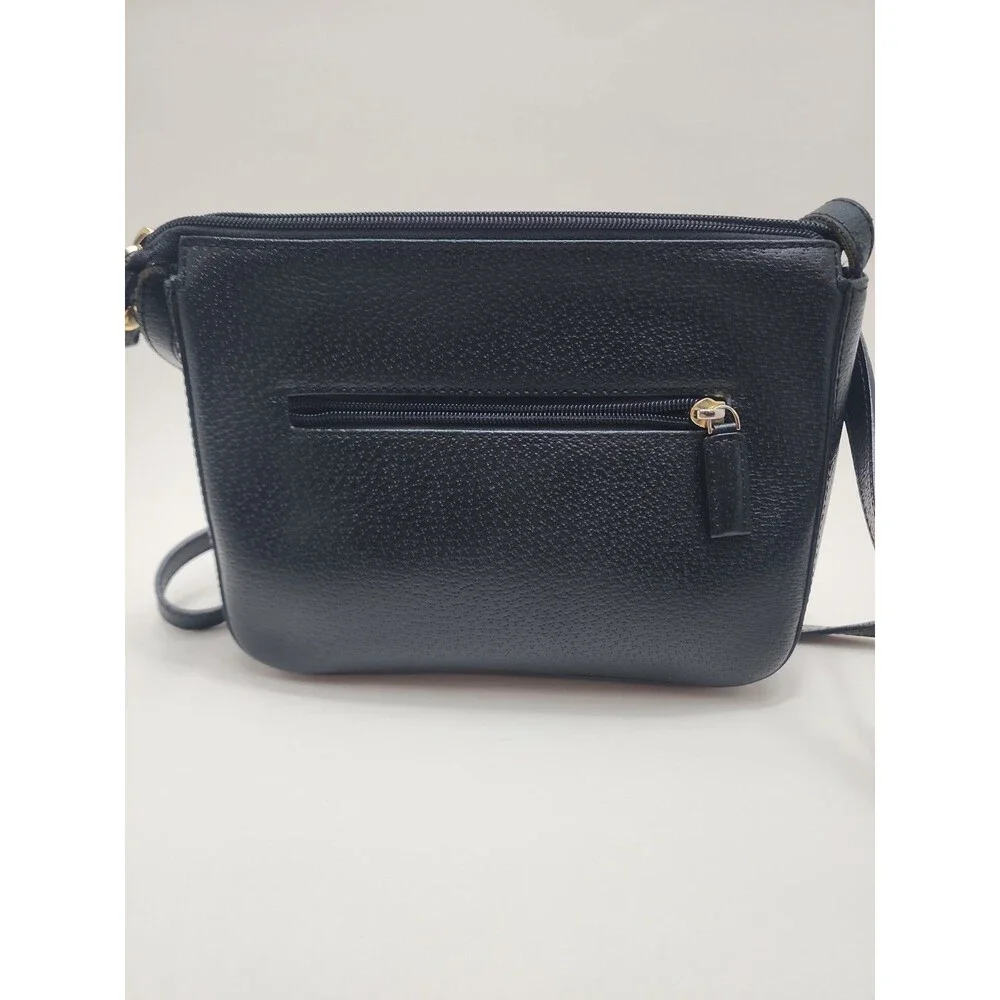 Gillian Shoulder Black Bag Genuine Leather With Gold Accent. Preowned